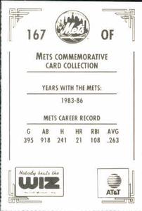 1991 The Wiz New York Mets #167 Danny Heep Back