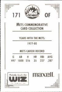 1991 The Wiz New York Mets #171 Steve Henderson Back