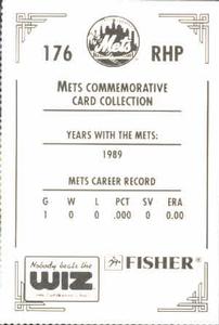 1991 The Wiz New York Mets #176 Manny Hernandez Back