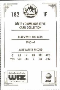 1991 The Wiz New York Mets #182 Chuck Hiller Back