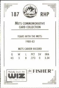 1991 The Wiz New York Mets #187 Scott Holman Back