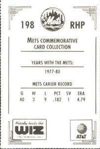 1991 The Wiz New York Mets #198 Roy Lee Jackson Back