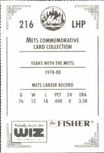 1991 The Wiz New York Mets #216 Kevin Kobel Back
