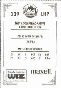 1991 The Wiz New York Mets #239 Ken MacKenzie Back