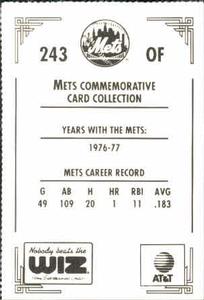 1991 The Wiz New York Mets #243 Pepe Mangual Back