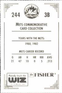 1991 The Wiz New York Mets #244 Phil Mankowski Back