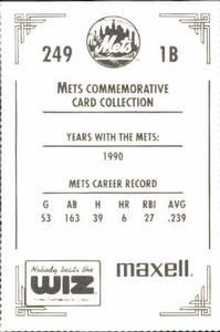 1991 The Wiz New York Mets #249 Mike A. Marshall Back