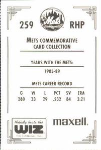 1991 The Wiz New York Mets #259 Roger McDowell Back