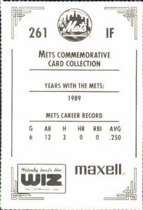 1991 The Wiz New York Mets #261 Jeff McKnight Back