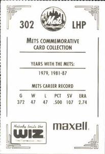 1991 The Wiz New York Mets #302 Jesse Orosco Back