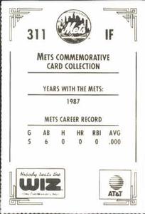 1991 The Wiz New York Mets #311 Al Pedrique Back