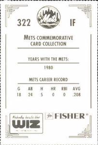 1991 The Wiz New York Mets #322 Mario Ramirez Back