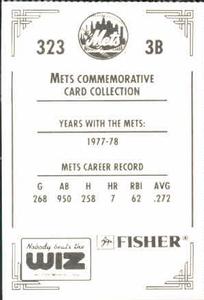 1991 The Wiz New York Mets #323 Len Randle Back