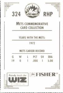 1991 The Wiz New York Mets #324 Bob Rauch Back