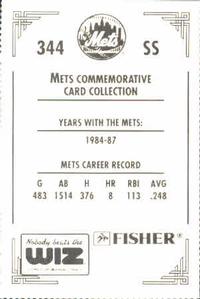 1991 The Wiz New York Mets #344 Rafael Santana Back