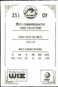 1991 The Wiz New York Mets #351 Dave Schneck Back