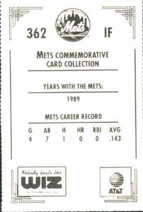 1991 The Wiz New York Mets #362 Craig Shipley Back