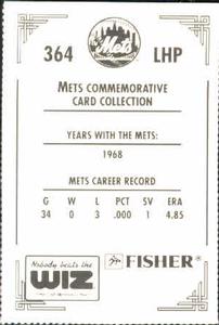1991 The Wiz New York Mets #364 Bill Short Back