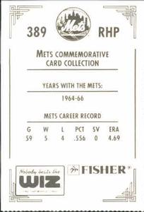 1991 The Wiz New York Mets #389 Darrell Sutherland Back