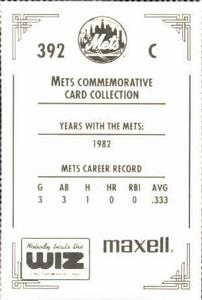 1991 The Wiz New York Mets #392 Rick Sweet Back