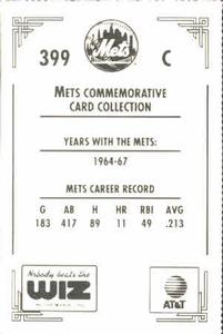 1991 The Wiz New York Mets #399 Bob Taylor Back