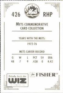 1991 The Wiz New York Mets #426 Hank Webb Back