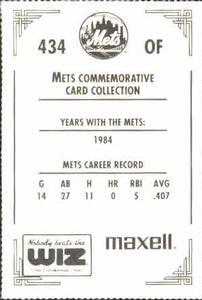1991 The Wiz New York Mets #434 Herm Winningham Back