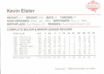 1991 Kahn's New York Mets #NNO Kevin Elster Back