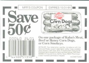 1991 Kahn's New York Mets #NNO Coupon Back