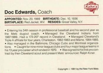 1991 Kahn's New York Mets #NNO Doc Edwards Back