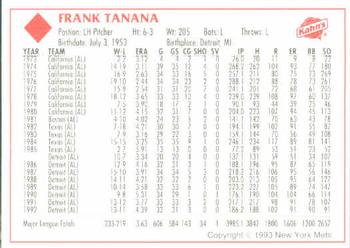 1993 Kahn's New York Mets #NNO Frank Tanana Back
