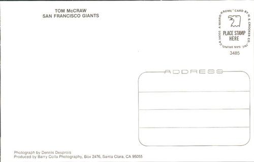 1985 Barry Colla Postcards #3485 Tom McCraw Back