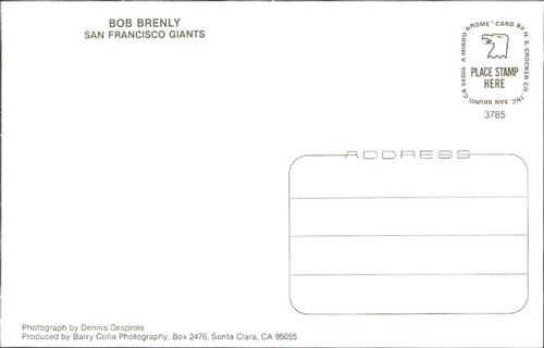 1985 Barry Colla Postcards #3785 Bob Brenly Back