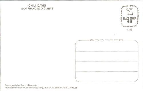 1985 Barry Colla Postcards #4185 Chili Davis Back