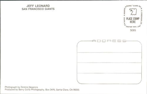 1985 Barry Colla Postcards #5085 Jeff Leonard Back