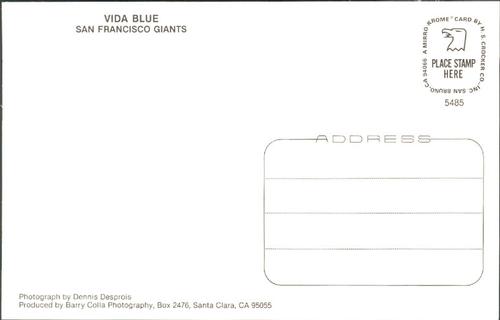 1985 Barry Colla Postcards #5485 Vida Blue Back