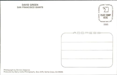 1985 Barry Colla Postcards #5585 David Green Back