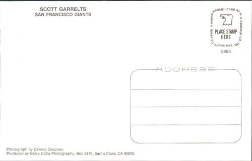 1985 Barry Colla Postcards #5885 Scott Garrelts Back