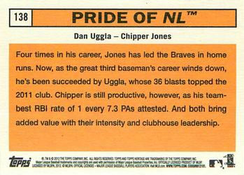 2012 Topps Heritage #138 Pride of NL (Dan Uggla / Chipper Jones) Back