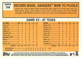 2012 Topps Heritage #144 Record Book, Rangers Bow to Pujols Back