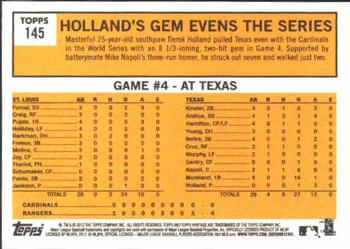 2012 Topps Heritage #145 Holland's Gem Evens the Series Back
