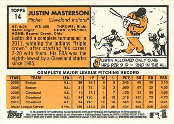 2012 Topps Heritage #14 Justin Masterson Back