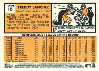 2012 Topps Heritage #185 Freddy Sanchez Back