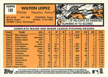 2012 Topps Heritage #189 Wilton Lopez Back