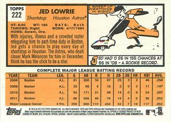 2012 Topps Heritage #222 Jed Lowrie Back