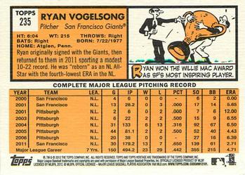 2012 Topps Heritage #235 Ryan Vogelsong Back