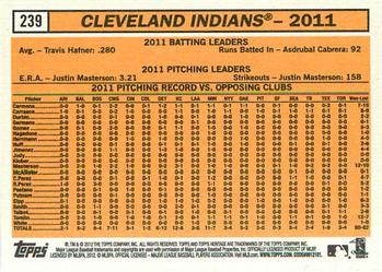 2012 Topps Heritage #239 Cleveland Indians Back