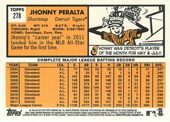 2012 Topps Heritage #278 Jhonny Peralta Back