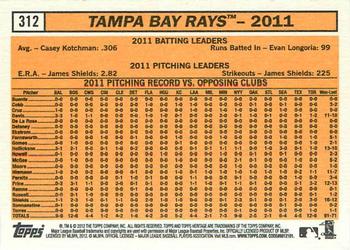 2012 Topps Heritage #312 Tampa Bay Rays Back