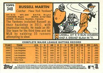 2012 Topps Heritage #340 Russell Martin Back
